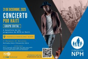 Lentz Louis (Eritaj) sobre el escenario en el Teatrillo de Barcelona para apoyar a NPH Haití